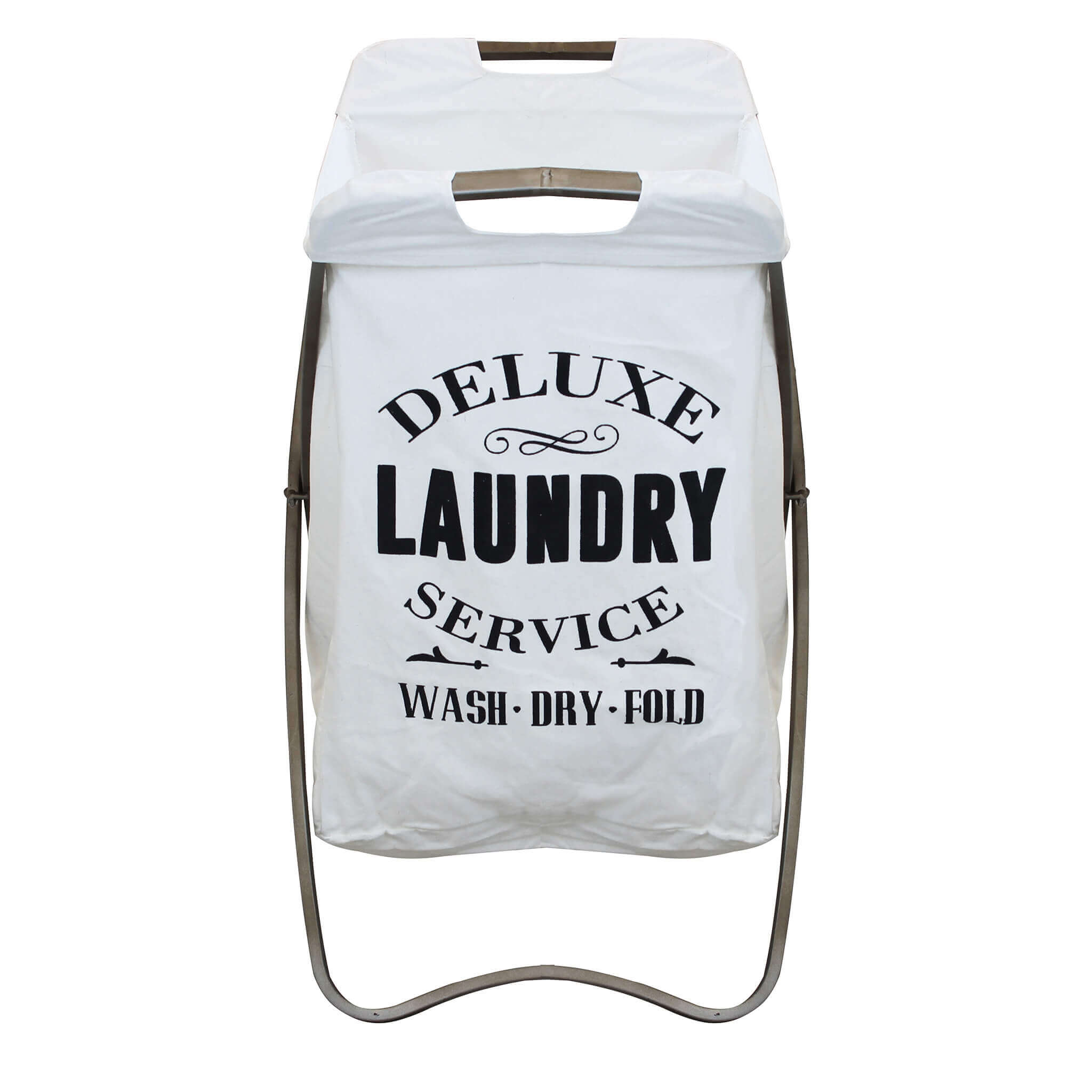 foto del prodotto cesta porta biancheria gilbert in tessuto bianco e struttura in ferro