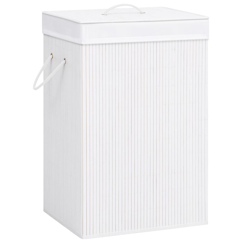 foto del prodotto cesta portabiancheria a sezione unica 40 x 30 x 60 cm bamb bianco 02 0006164