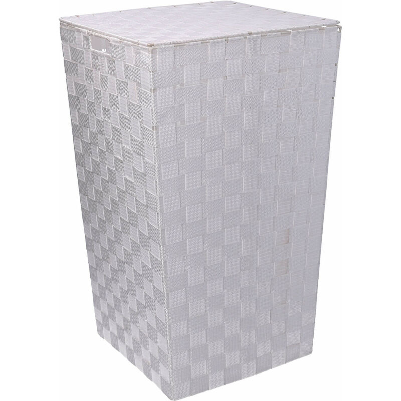 foto del prodotto cesta portabiancheria quadro 33x33xh53 cm in poliestere bianco