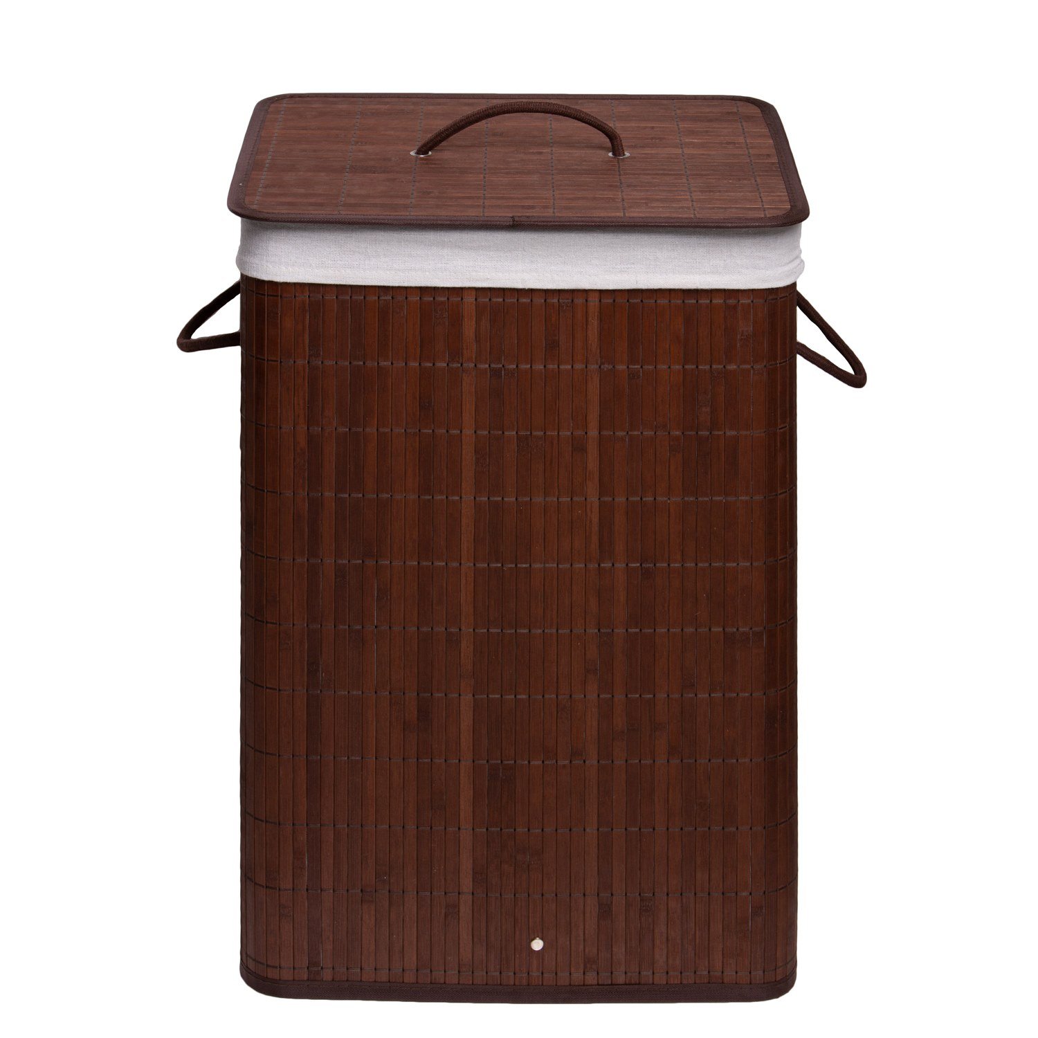 foto del prodotto cesta portabiancheria rettangolare marrone in bambù e cotone mod. balù