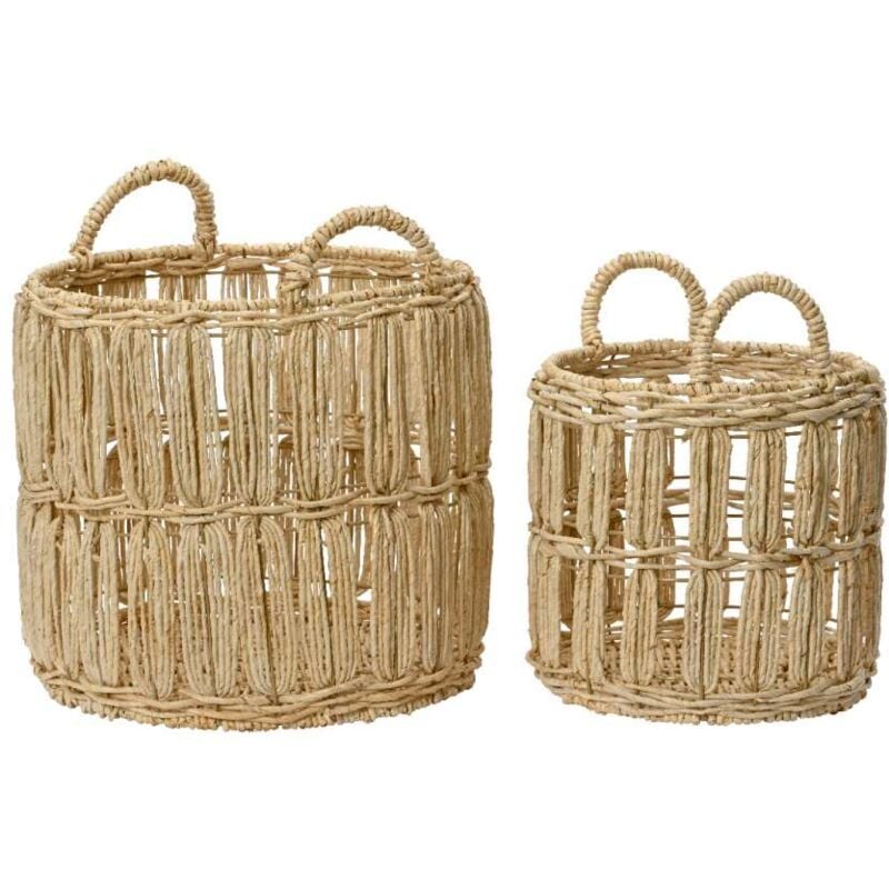 foto del prodotto cesta tonda con manici colore naturale piccola 28x34 cm