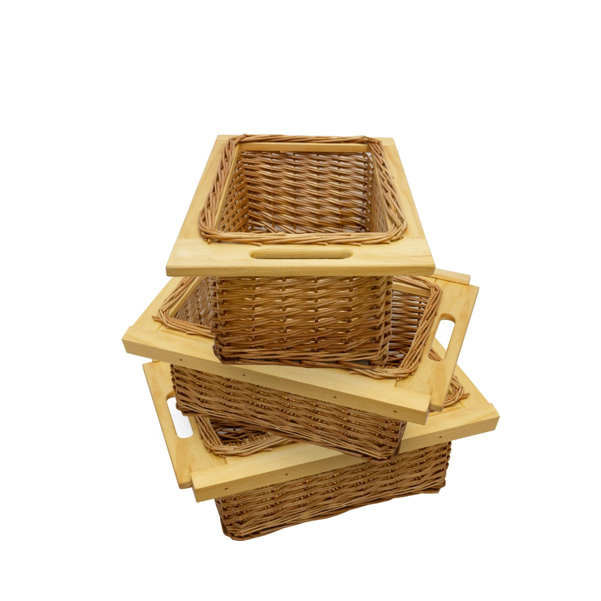 foto del prodotto cestelli estraibili in vimini per cucina cassetti credenza cesto in vimini con telaio e binari in legno di faggio per dispensa da 40cm organizza unit 40 cm con viti 3 cesti