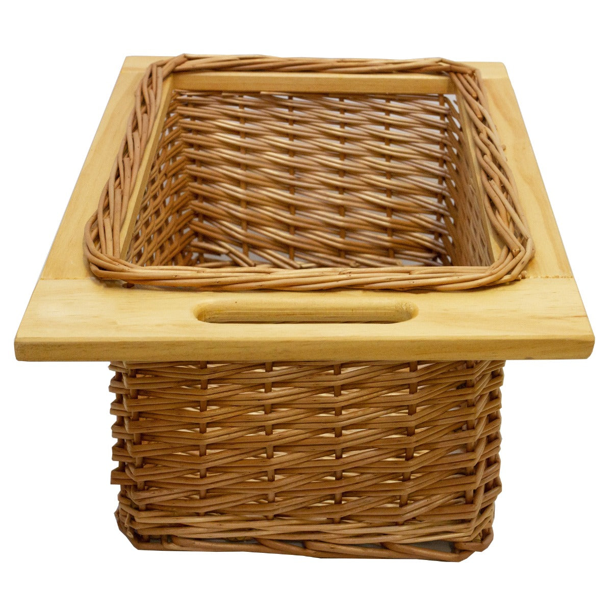 foto del prodotto cestelli estraibili in vimini per cucina cassetti organizzazione credenza cesto in vimini con telaio e binari in legno di faggio per dispensa da 40cm organizza unit 40 cm con viti gratis 1 cesto