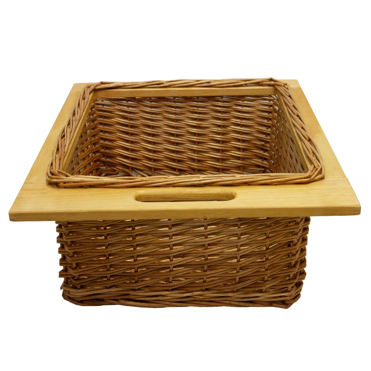 foto del prodotto cestelli estraibili in vimini per cucina cassetti organizzazione credenza cesto in vimini con telaio e binari in legno di faggio per dispensa da 50cm organizza unit 50 cm con viti gratis 1 cesto