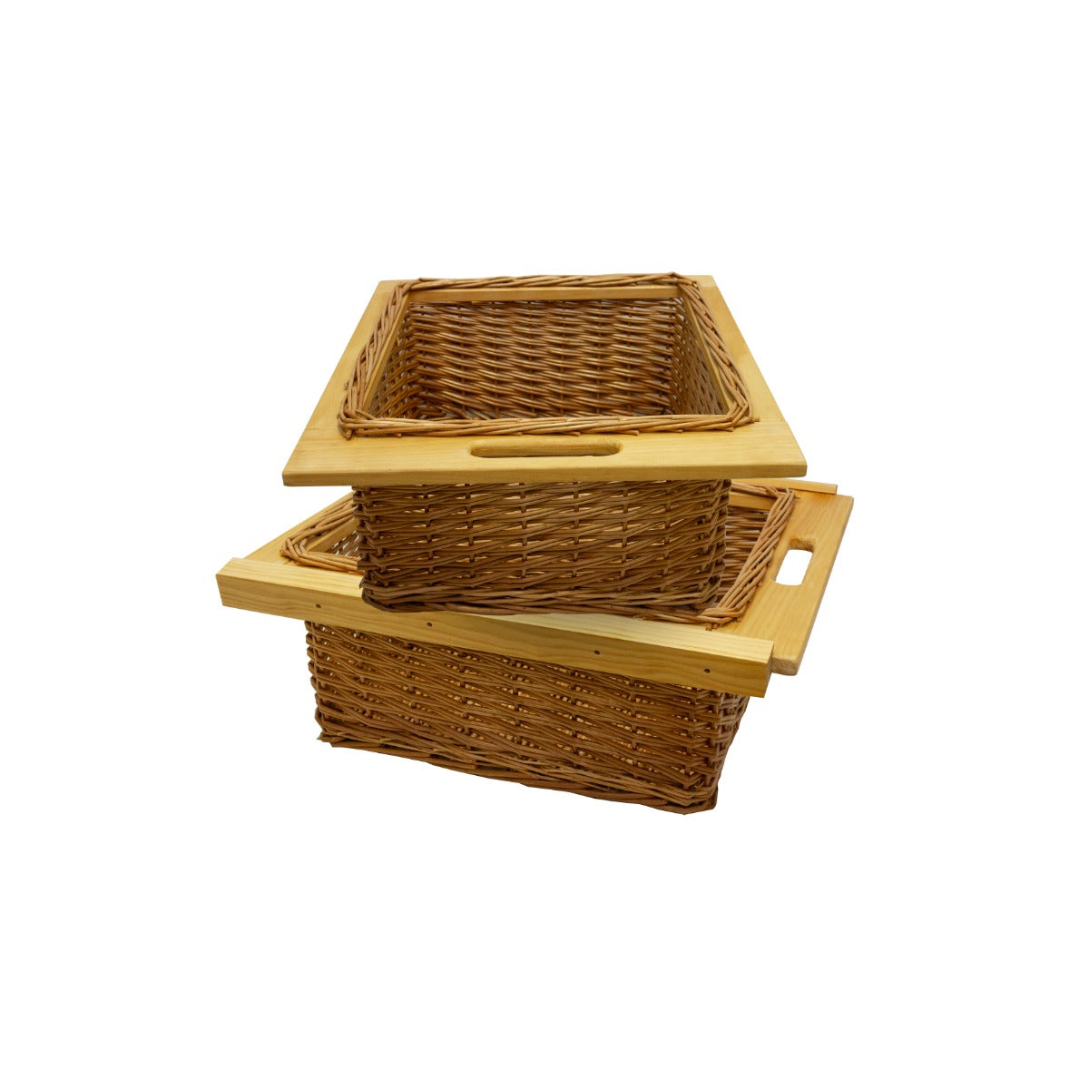 foto del prodotto cestelli estraibili in vimini per cucina cassetti organizzazione credenza cesto in vimini con telaio e binari in legno di faggio per dispensa da 50cm organizza unit 50 cm con viti gratis 2 cesti