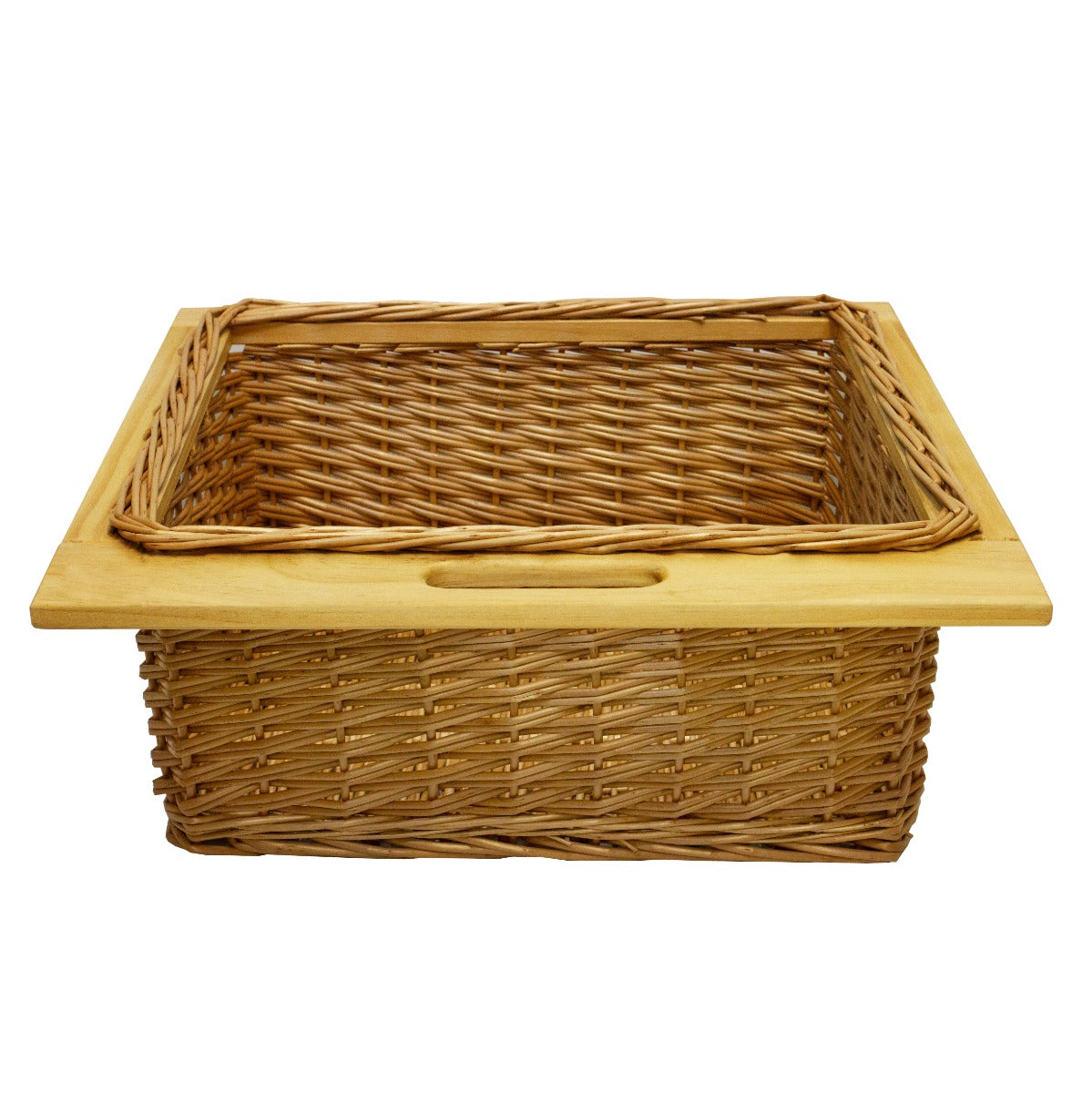 foto del prodotto cestelli estraibili in vimini per cucina cassetti organizzazione credenza cesto in vimini con telaio e binari in legno di faggio per dispensa da 60cm organizza unit 60 cm con viti gratis 1 cesto