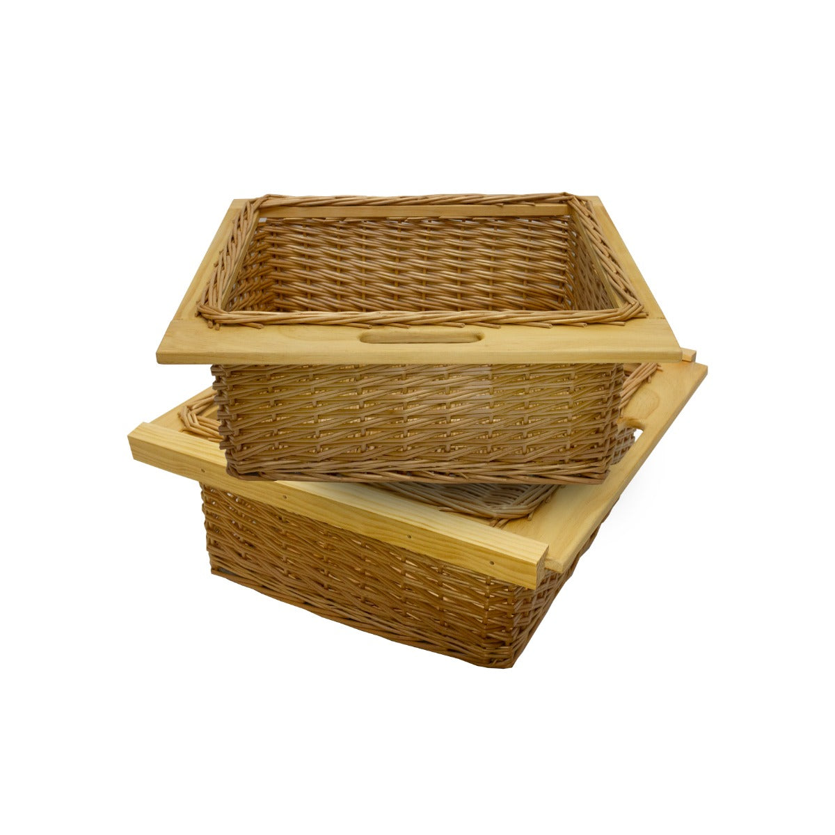 foto del prodotto cestelli estraibili in vimini per cucina cassetti organizzazione credenza cesto in vimini con telaio e binari in legno di faggio per dispensa da 60cm organizza unit 60 cm con viti gratis 2 cesti