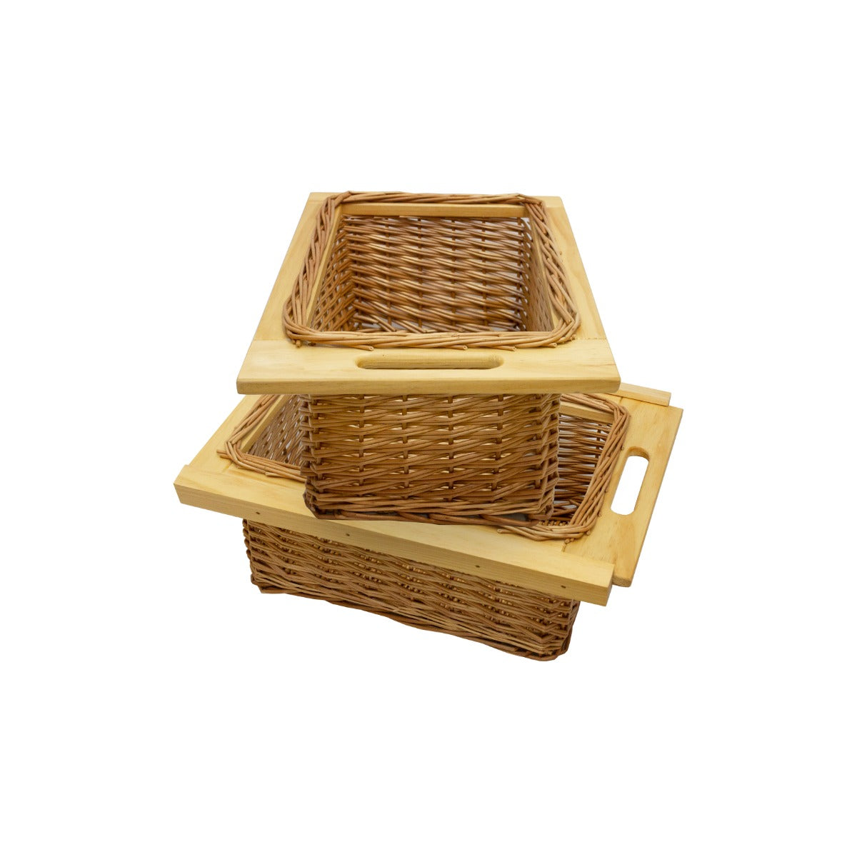 foto del prodotto cestelli estraibili in vimini per cucina credenza cesto in vimini con telaio e binari in legno di faggio per dispensa da 40cm organizza unit 40 cm con viti 2 cesti