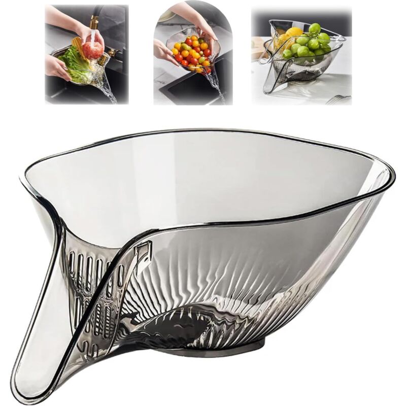 foto del prodotto cestello di scarico, imbuto multiplo, utensile da cucina in plastica per uso domestico, cestello di scarico con imbuto, adatto per verdure, pasta,