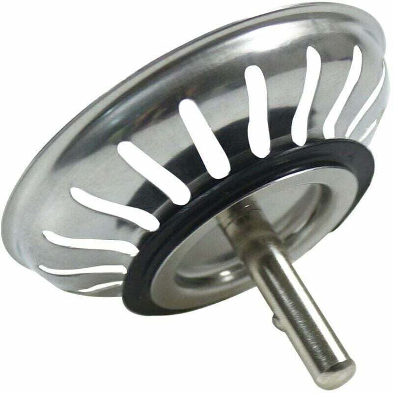 foto del prodotto cestello per scarico lavello cucina 80 mm filtro universale in acciaio inossidabile, tappo per cestello pop up, lavabile in lavastoviglie, non si