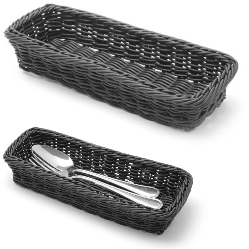 foto del prodotto cestello posate forchette coltelli cucchiai nero 270x100x45 mm hendi 426098