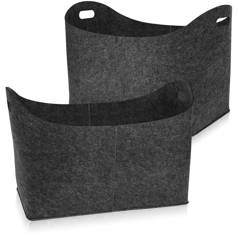 foto del prodotto cesti per legna borsa in feltro per legna da ardere, 2 pezzi, pieghevole, cestino in feltro per la spesa, borsa per legno 55 x 30 x 40 cm grigio