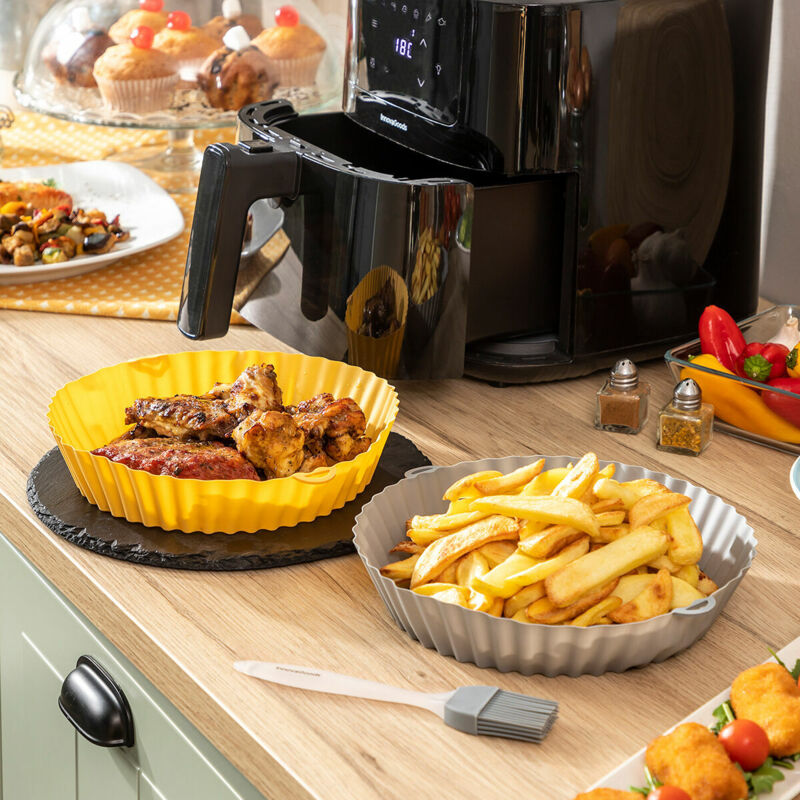 foto del prodotto cestini in silicone con pennello per friggitrice ad aria mollicon innovagoods 2 unit 