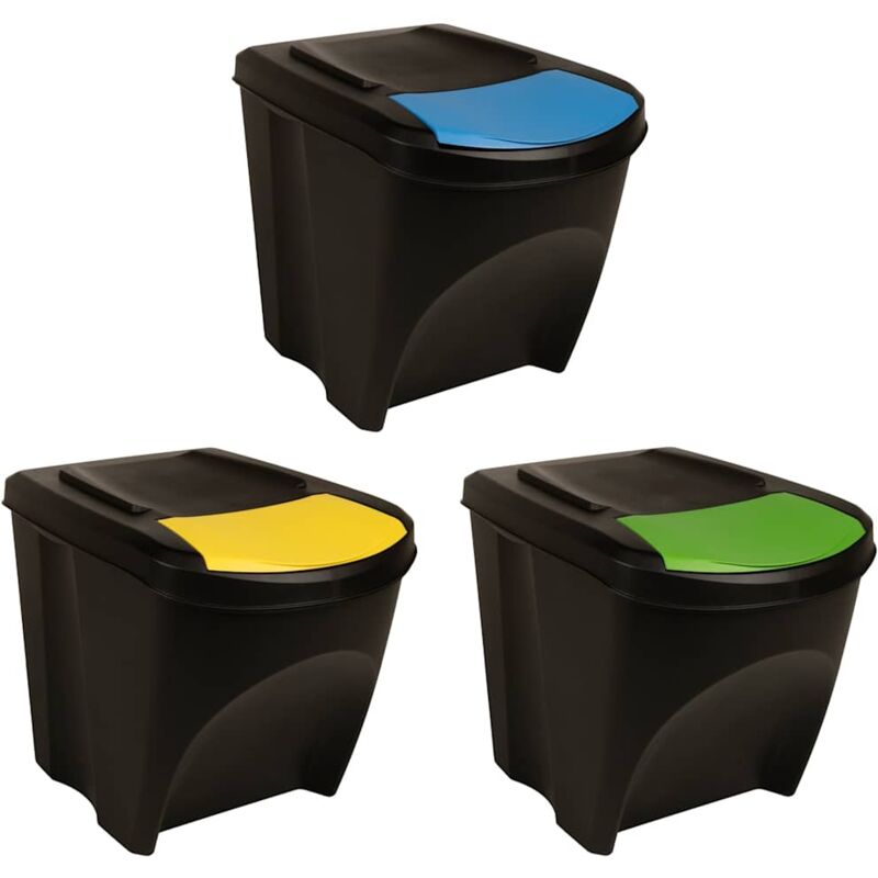 foto del prodotto cestini per rifiuti impilabili 3 pz antracite 75 l vidaxl