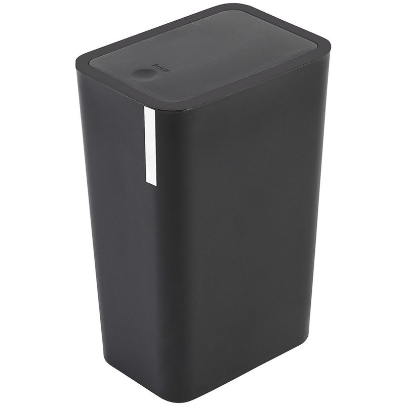 foto del prodotto cestino bagno da 8 litri in plastica nera con coperchio push