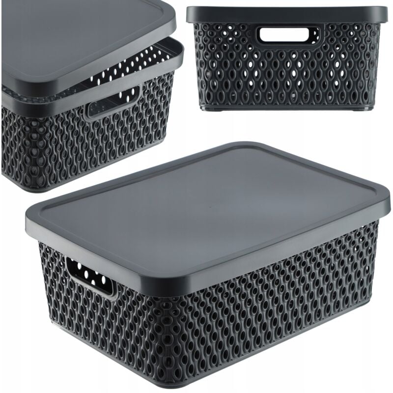 foto del prodotto cestino con coperchio scatola portaoggetti organizer 12 litri - kadax