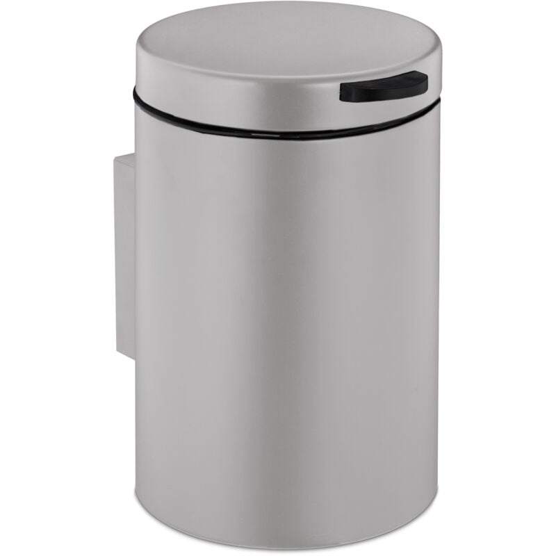 foto del prodotto cestino da bagno da muro, 3 l, chiusura automatica, secchio interno estraibile, bidone in acciaio inox, beige relaxdays