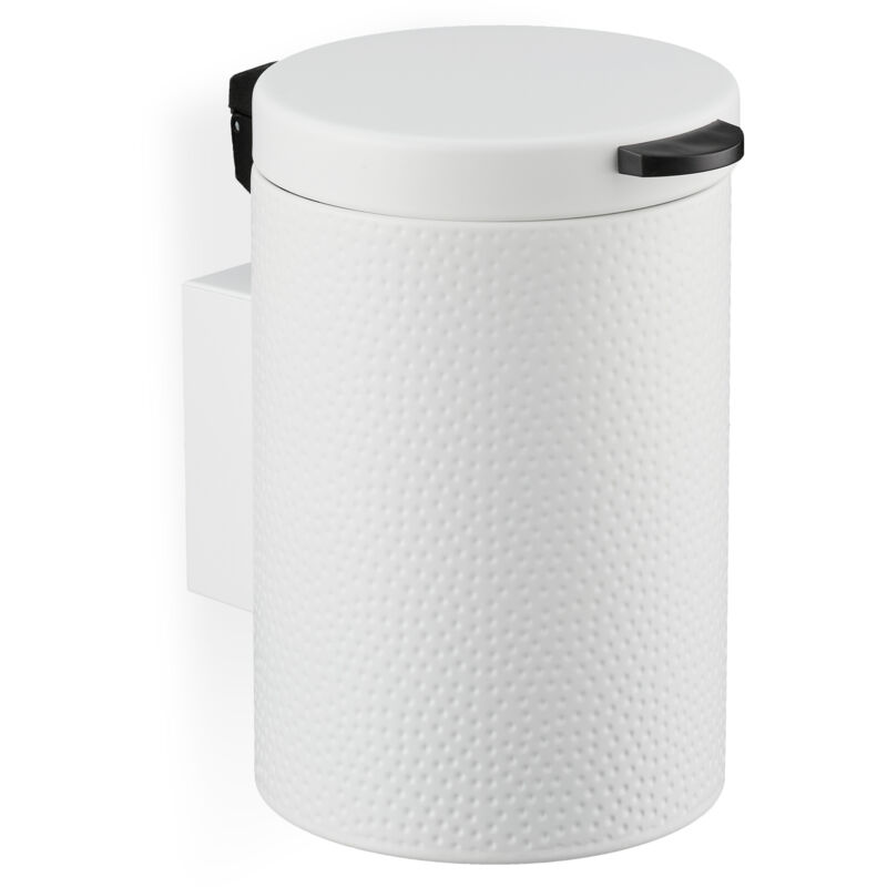 foto del prodotto cestino da bagno da muro, pattumiera 3 l, chiusura automatica secchio interno estraibile, in ferro, bianco relaxdays