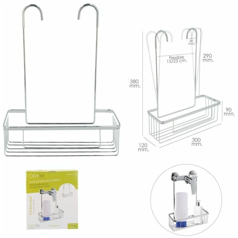 foto del prodotto cestino da bagno in acciaio inossidabile da appendere al rubinetto. 30x12x38 h cm.