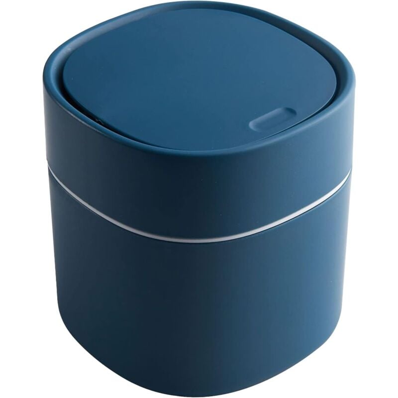 foto del prodotto cestino da tavolo con coperchio, mini cestino in plastica, piccolo cestino da tavolo per camere da letto, sale da pranzo, bagni, uffici ecc. blu 
