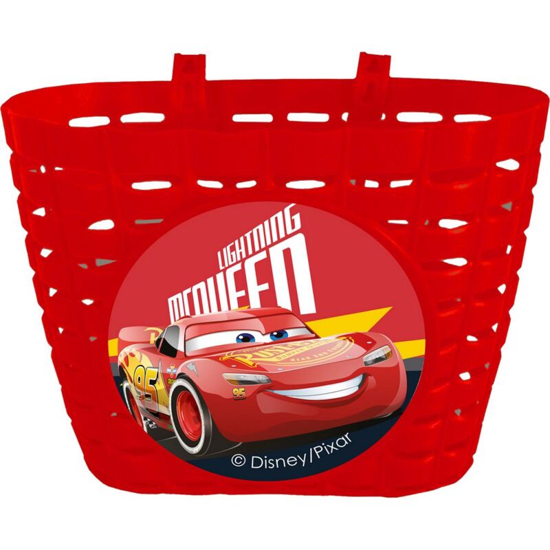 foto del prodotto cestino disney cars per bicicletta da bambino, in palstica di colore rosso