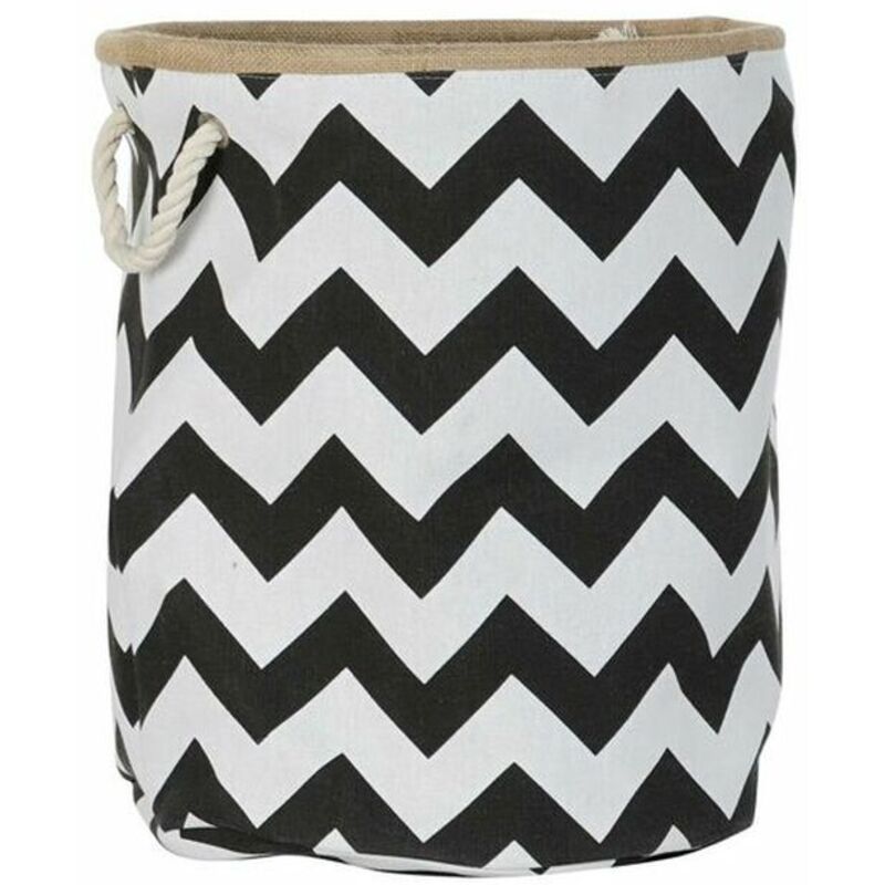 foto del prodotto cestino dkd home decor bianco nero juta iuta zig zag moderno 38 x 38 x 45 cm