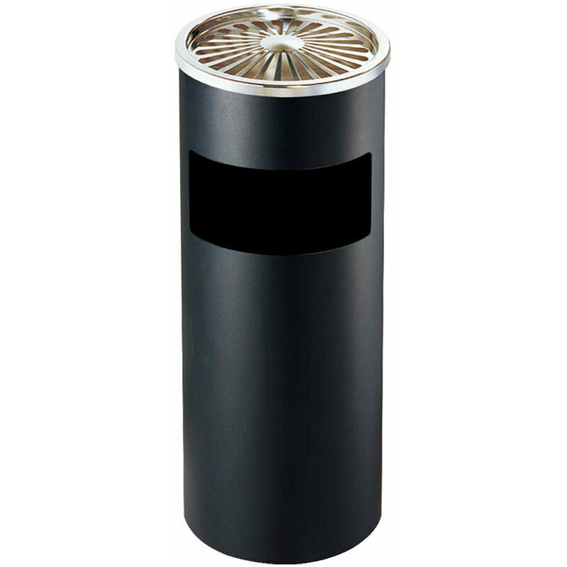 foto del prodotto cestino gettacarte posacenere 24,7 cm in metallo nero opaco 10l per interno esterno