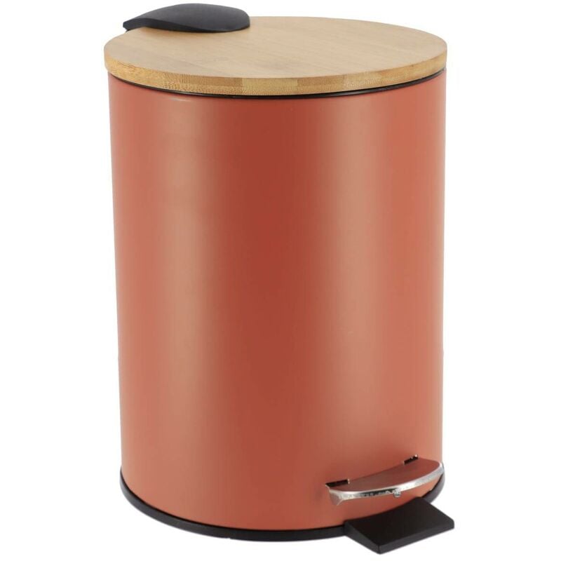 foto del prodotto cestino in metallo da 2,5 l con freno a caduta bamb terracotta tendance
