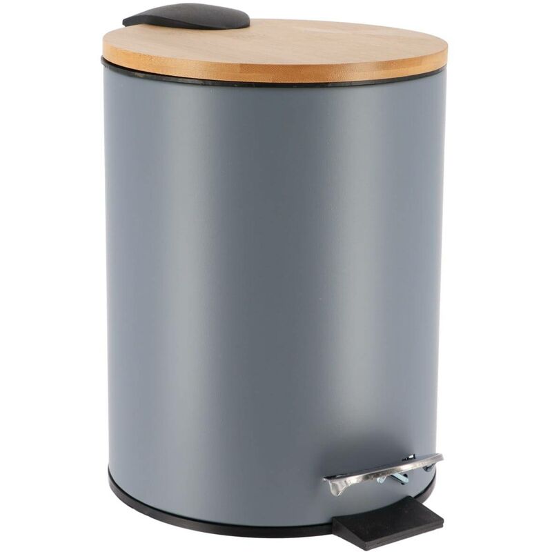 foto del prodotto cestino in metallo da 2,5 l con freno a caduta grigio bamb tendance