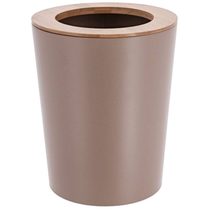 foto del prodotto cestino in metallo svasato da 5 l con coperchio in bamb bamb cappuccino tendance