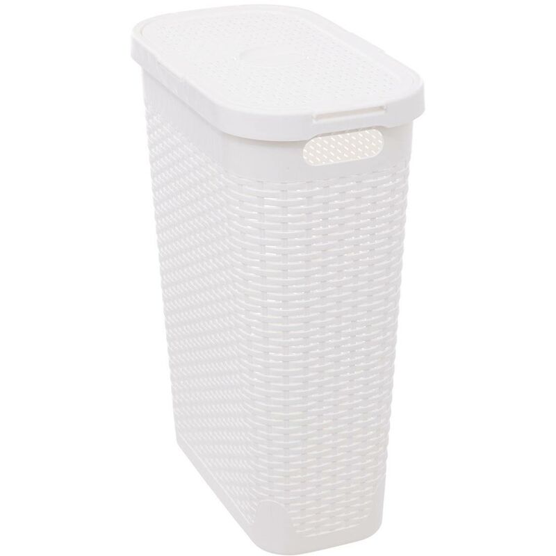 foto del prodotto cestino in rattan slim 40l bianco 5five