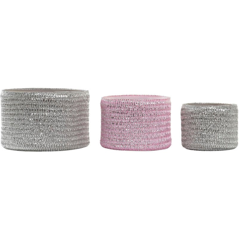 foto del prodotto cestino multiuso dkd home decor grigio rosa polipropilene 27 x 27 x 17 cm 4 kg 3 pezzi 3 unit 
