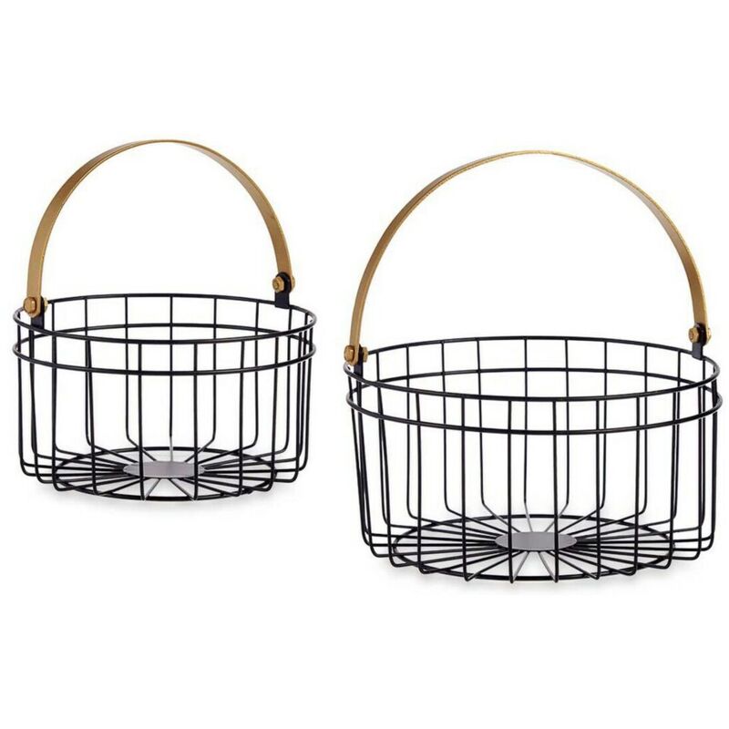 foto del prodotto cestino nero dorato metallo 25 x 27 x 25 cm 2 pcs 