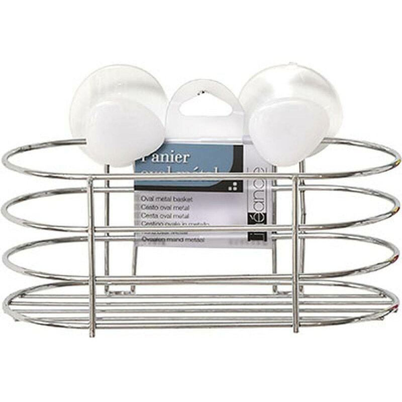 foto del prodotto cestino ovale in metallo su 2 ventose 2 deco ciottoli bianchi tendance