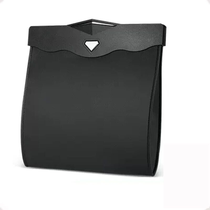 foto del prodotto cestino per auto da appendere, apertura magnetica rapida, in pelle pu impermeabile, accessorio per sedile posteriore nero 