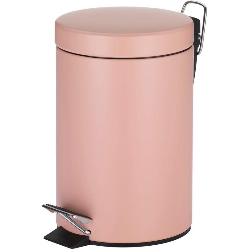 foto del prodotto cestino per cosmetici rosa 3l, cestino a pedale in metallo per il bagno, cestino per i rifiuti del bagno con cestino interno e maniglia per il