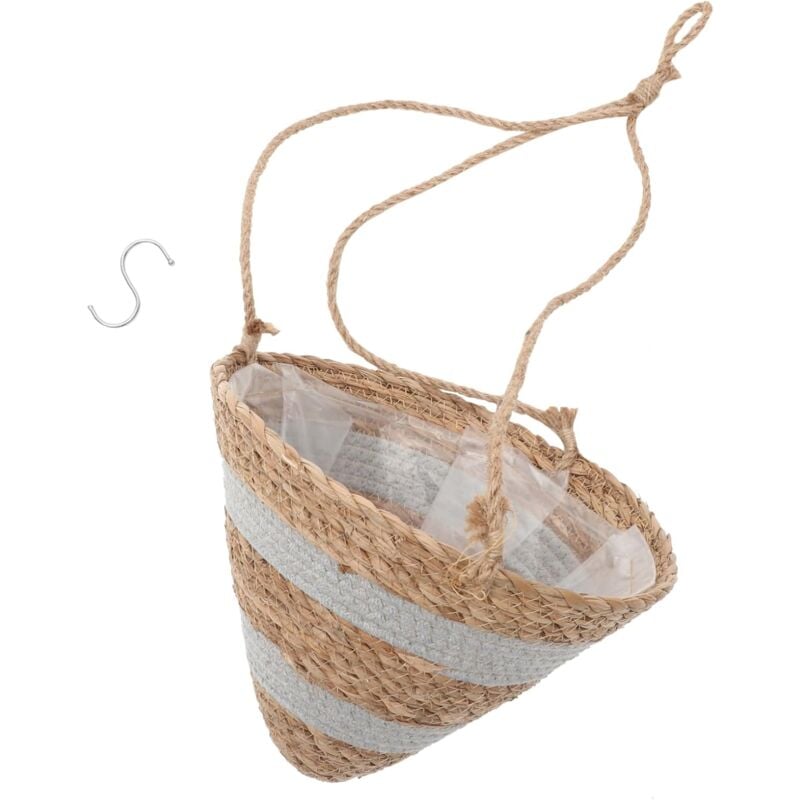 foto del prodotto cestino per piante intrecciato novit cestini sospesi per orchidee per piante da esterno scolapiatti con coperchio vaso da fiori sospeso cestino