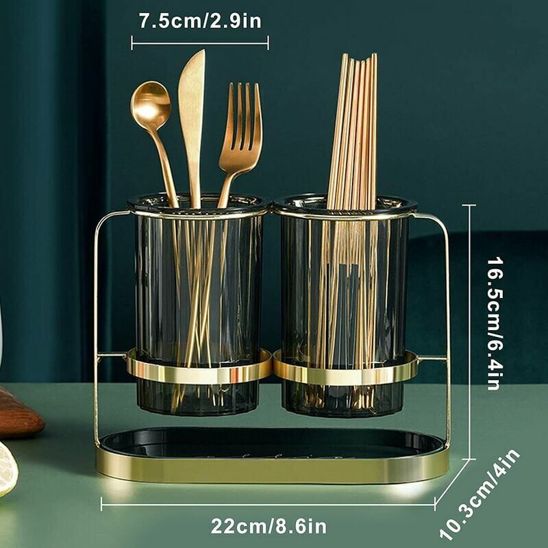 foto del prodotto cestino per posate con scolaposate rimovibile, scolaposate, portautensili da cucina per organizzare e conservare coltelli, forchette, cucchiai e