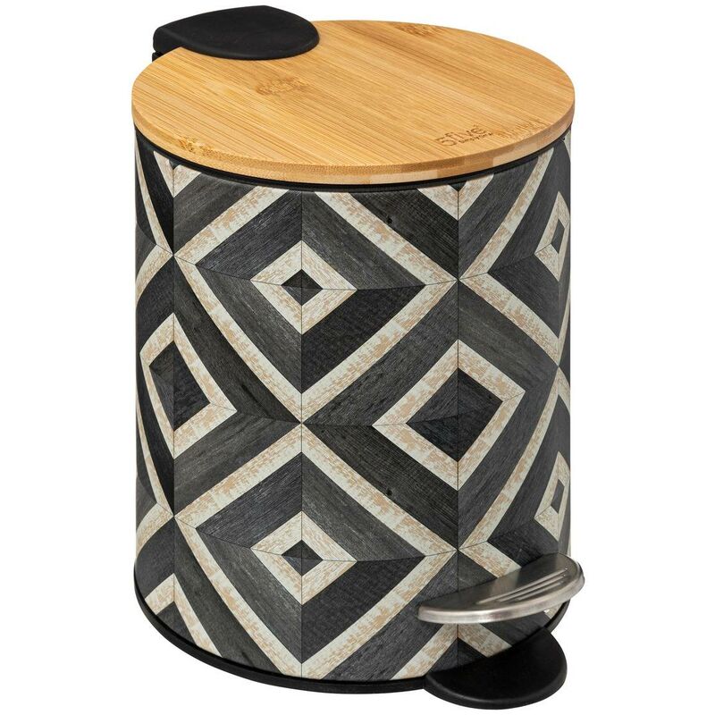 foto del prodotto cestino per rifiuti canvas con chiusura morbida da 3l nero e beige 5five