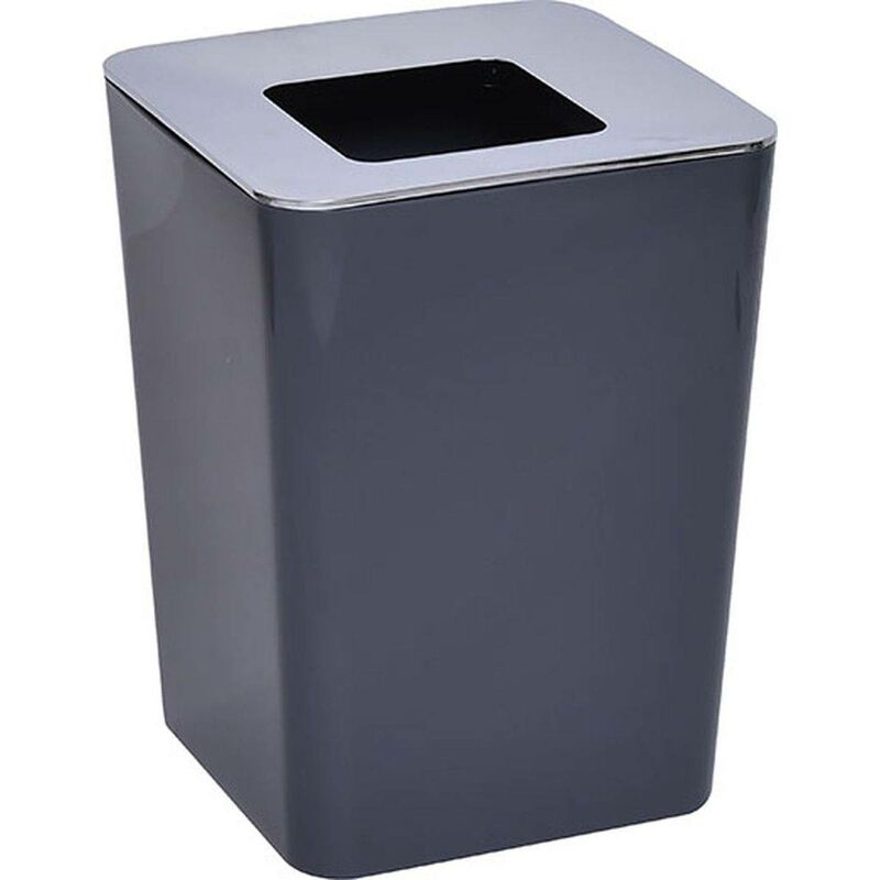 foto del prodotto cestino per rifiuti in pp con coperchio cromato 6l grigio tendance