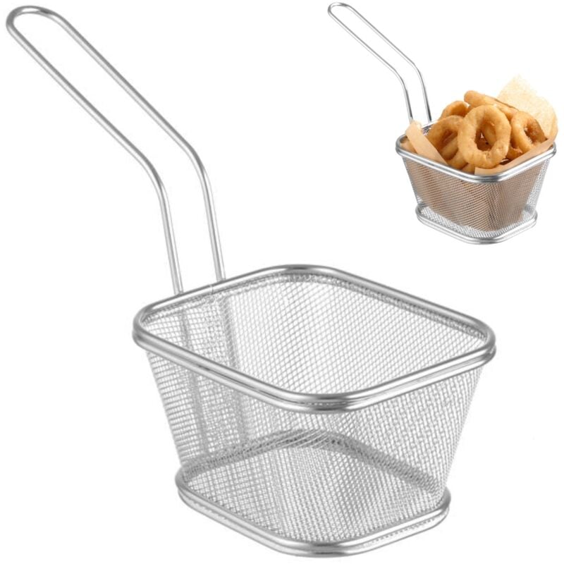 foto del prodotto cestino per servire snack fritti in miniatura con manico 130x115x80 mm hendi 425688