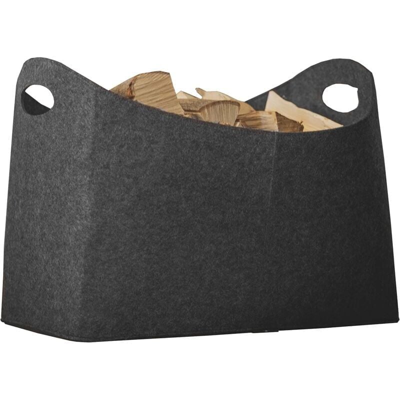 foto del prodotto cestino porta legna rubberneck l di ymyny in feltro grigio antracite, 54 x 39 x 30 cm