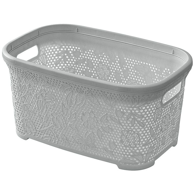 foto del prodotto cestino portabiancheria moderno in plastica grigia con capienza 27 lt