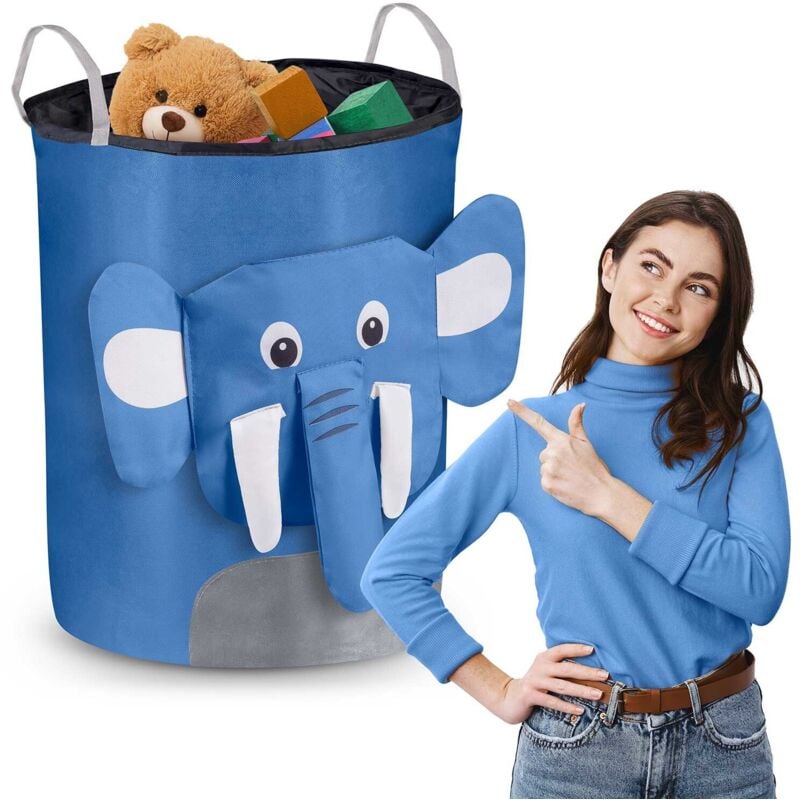 foto del prodotto cestino portagiochi nukido - elefante blu