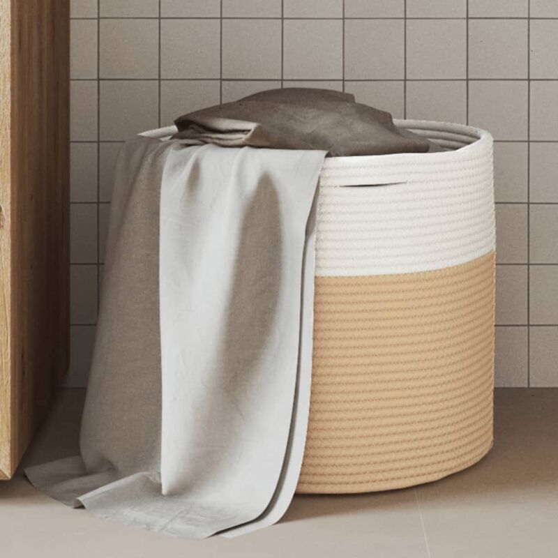 foto del prodotto cestino portaoggetti beige e bianco 40x35 cm in cotone vidaxl