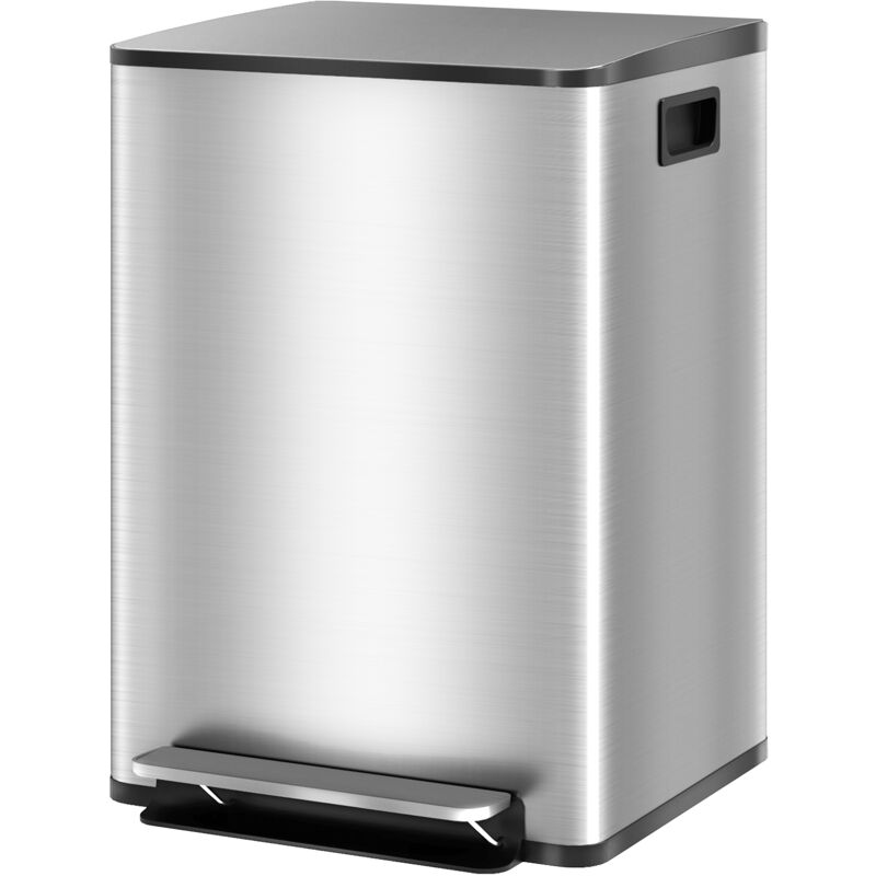 foto del prodotto cestino rifiuti a 2 sezioni da 20l in acciaio e pp 41.8x36.7x58 cm homcom