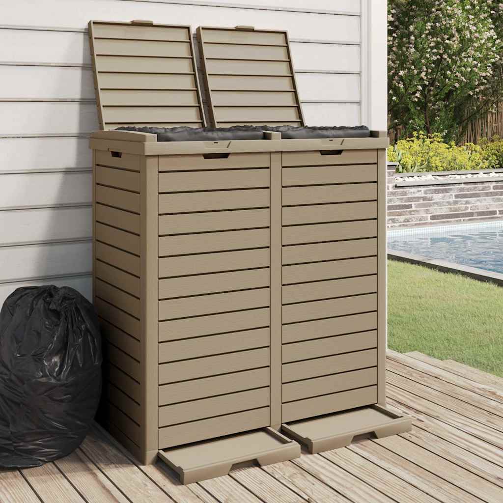 foto del prodotto cestino rifiuti esterno marrone chiaro 78x41x86cm polipropilenecod mxl 110307