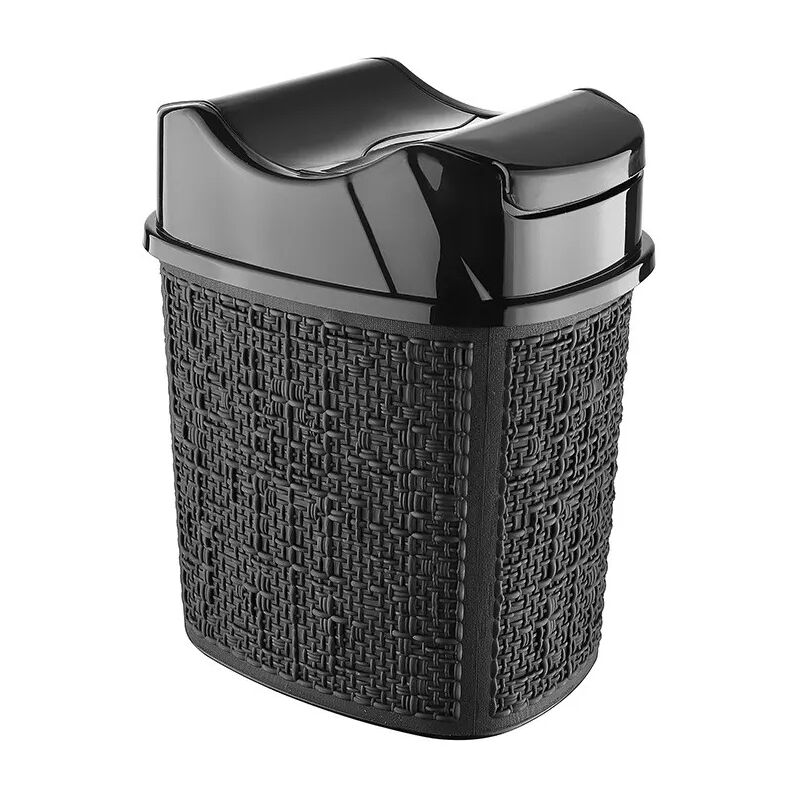 foto del prodotto cestino spazzatura in plastica nera con doppio coperchio basculante 5 lt