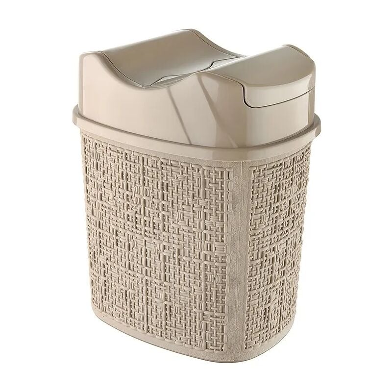 foto del prodotto cestino spazzatura in plastica tortora con doppio coperchio basculante 5 lt