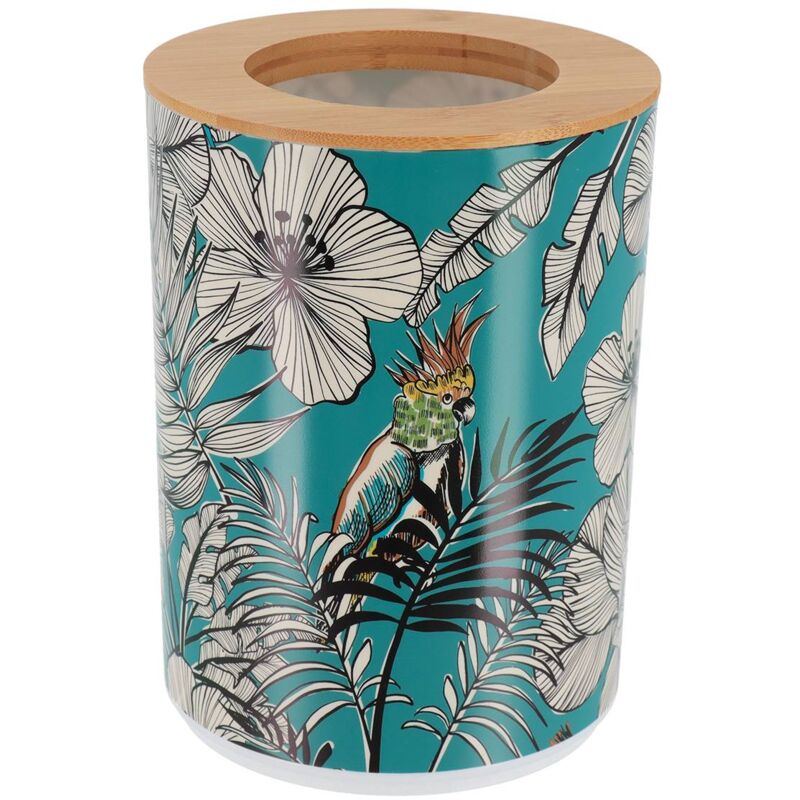 foto del prodotto cestino stampato in pp con coperchio in bamb 5l blu jungle fever tendance
